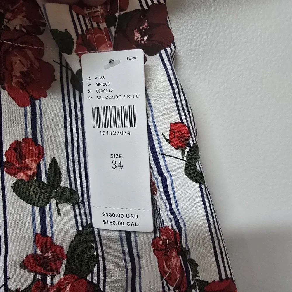 Anthropologie Maeve The Colette Cropped Wide-Leg Rose Printed Pants Sz 34 NWT - Picture 3 of 9